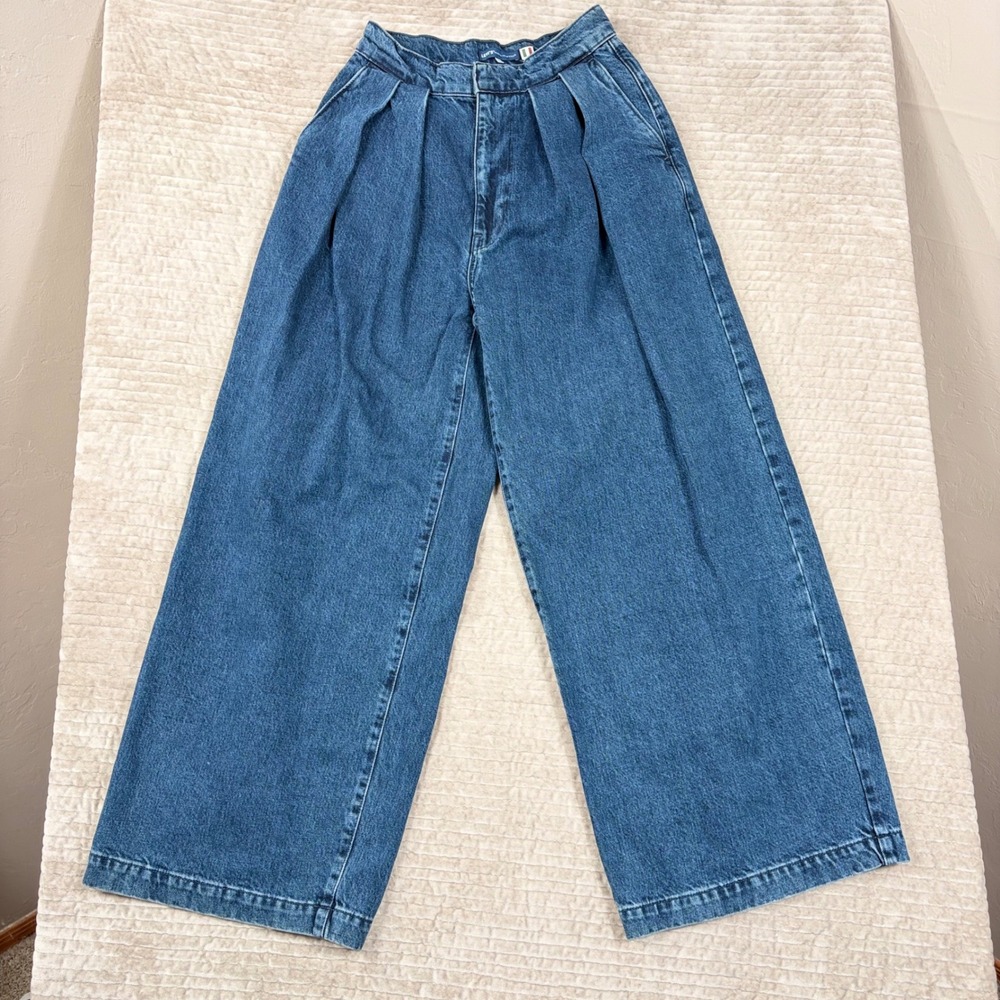 Levis Made & Crafted Barrel Jeans Womens 24x28 Blue Pleated Wide Leg 56120-0001